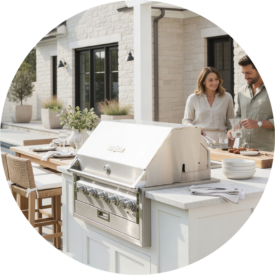 Custom compact island with a Crown Verity grill